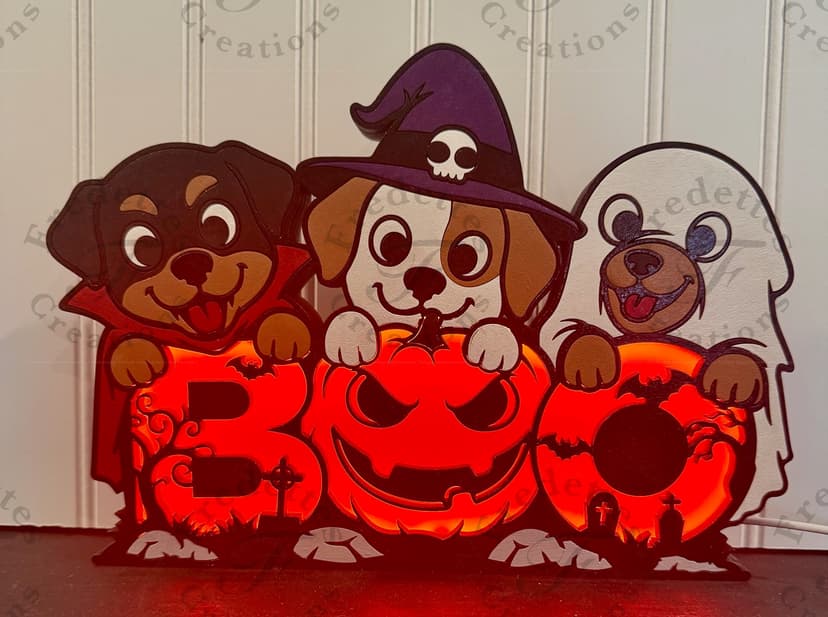 Lighted Puppy BOO Sign