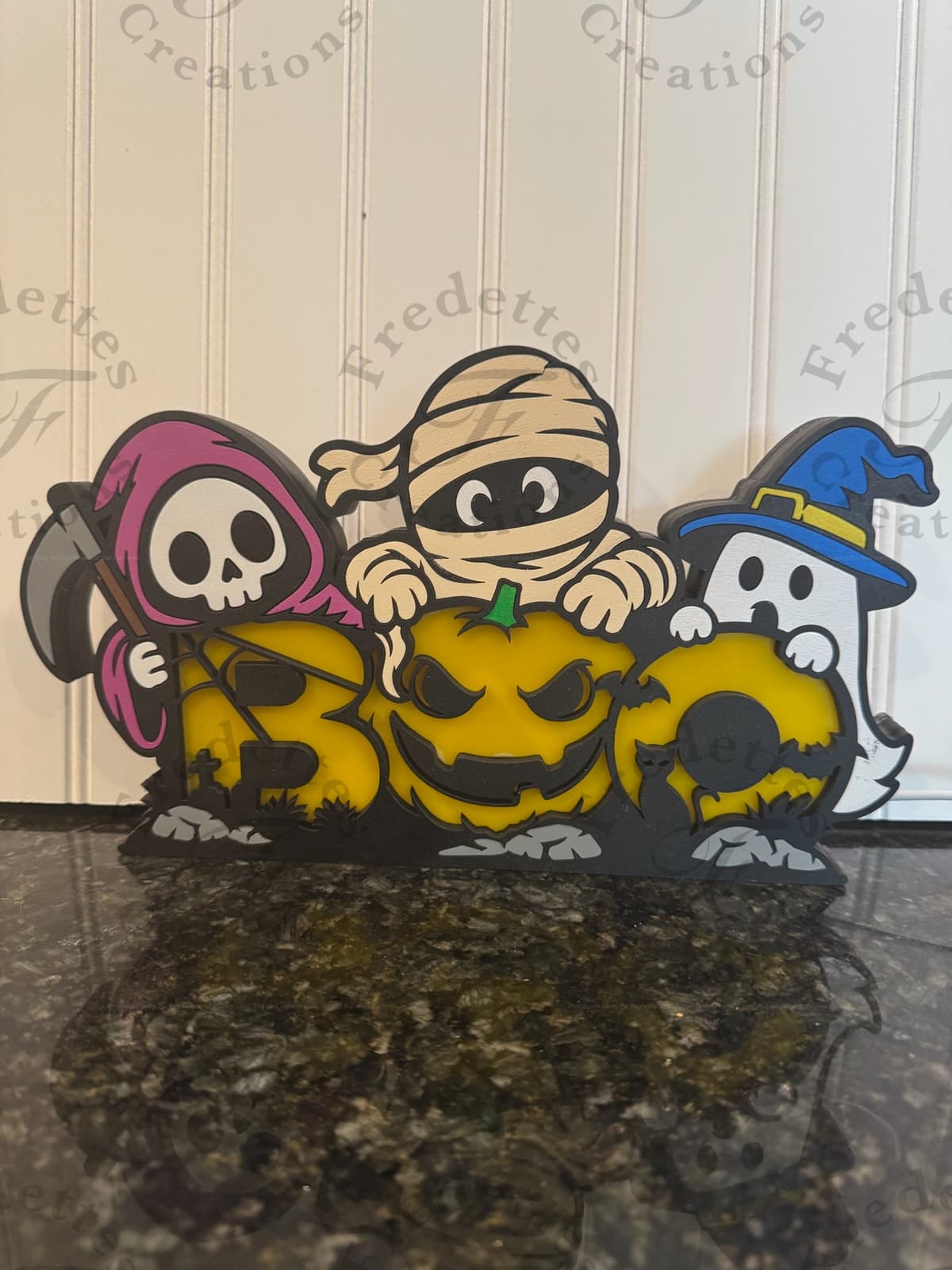 Lighted Monster BOO Sign