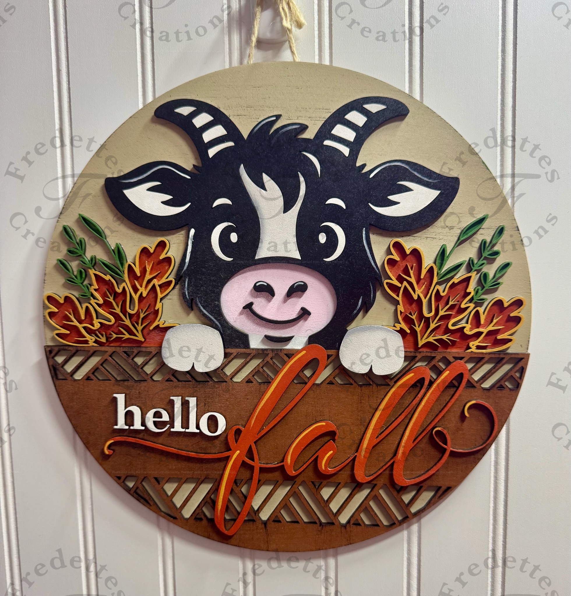 Hello Fall Goat sign